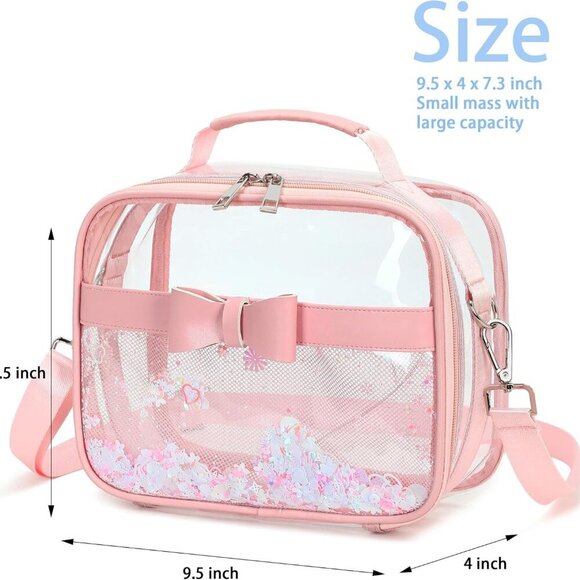 Heart-Shaped Sparkly Clear Bag - Stadium Approved, Perfect for Every Occasion - Picture 3 of 6